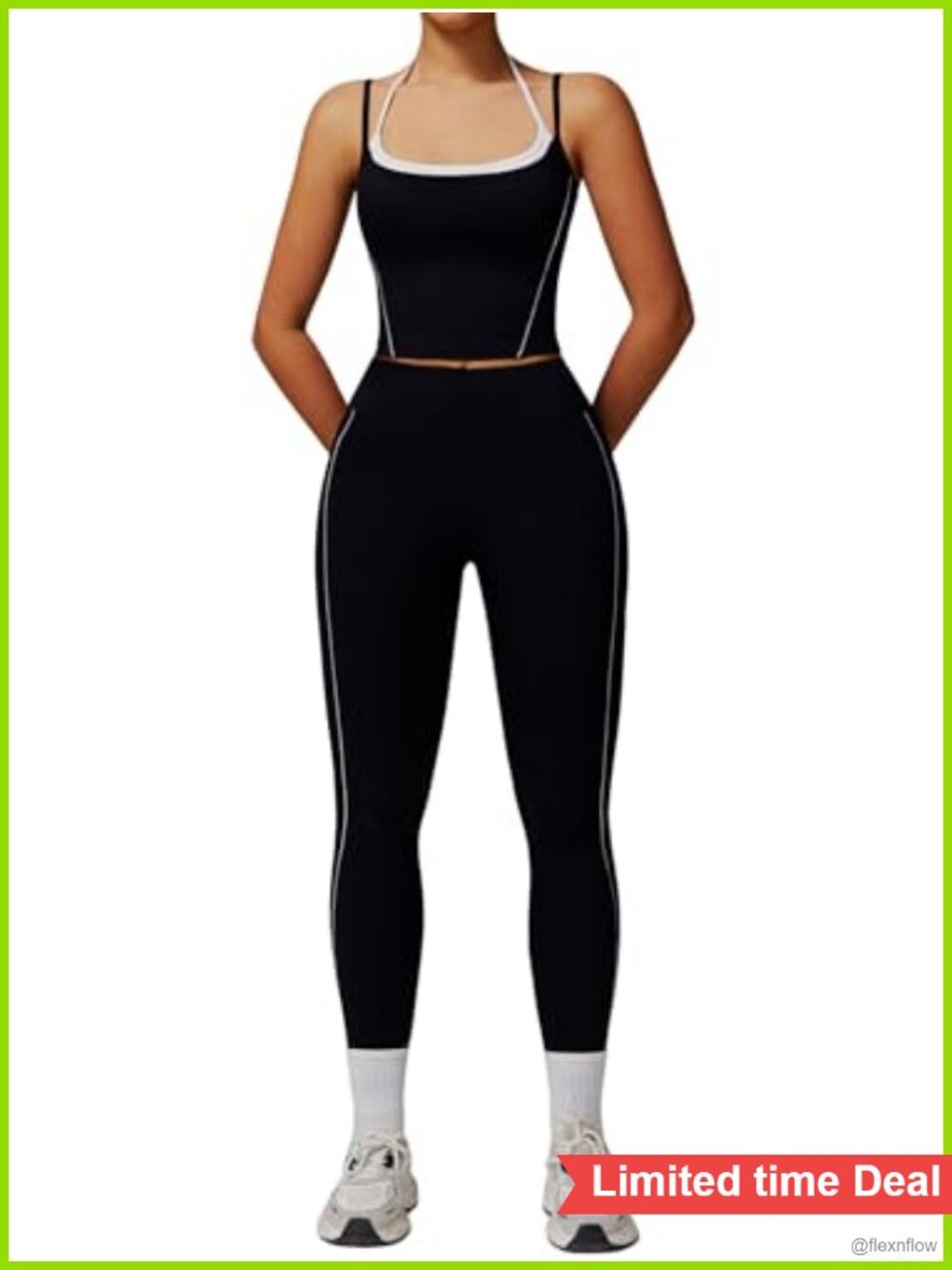 Women's 2 Piece Workout Set Spaghetti Strap Tank High Waist Leggings Gym